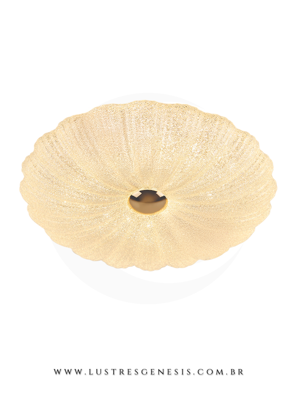 Plafon Branco e Ouro Design Sofisticado 40cm Di&acirc;metro